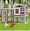 Deluxe Wooden Chicken Coop Hen House Rabbit Wood Hutch Poultry Cage Habitat(wine rde+white)