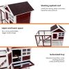 Deluxe Wooden Chicken Coop Hen House Rabbit Wood Hutch Poultry Cage Habitat(wine rde+white)