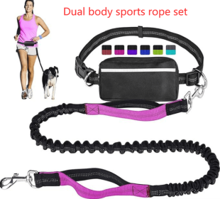 Pet Running Traction Sports Rope Set (Option: Rose-2.5x105x2double body)