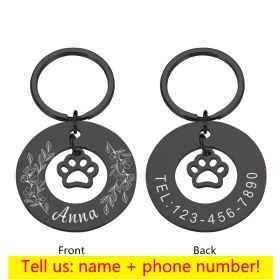 Personalized Pet Tag Medal Customized Metal Dog Collar (Color: Black)