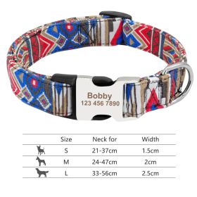 Adjustable Nylon Dog Collar Personalized Dogs Cat ID (Option: 019DBlue-S)