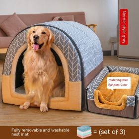 Large Dog House Type Pets Can Be Dismantled And Washed (Option: Gray B-L)