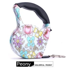 Pet Automatic Retractable Traction Dog Leash (Option: Peony Flower-5 M X1cm Wide)