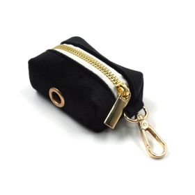 Black Velvet Gold Buckle Pet Collar Traction Rope Bow Poop Bag Four-piece (Option: Poop Bag-XS)