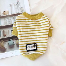 Pet Clothes Autumn New Striped Fashion Bottoming Shirt Dog Clothes (Option: Dark Yellow-S)