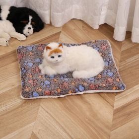 Pet Mat Warm Blanket Cartoon Double-sided Kennel (Option: Coffee Dog Paw-Mat 30x40cm)