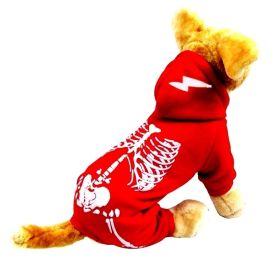 Halloween Dog Skull Print Pattern Clothes (Option: Red-S)