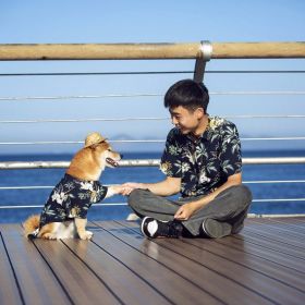 Pet Clothes Beach Casual Shirt Man Dog Parent-child Outfit (Option: Royal Blue-Dog Outfit XS)