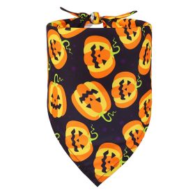 Pet Halloween Triangular Binder Dog Cat Skull Decoration Bib (Option: Purple Bottom Big Pumpkin-S)