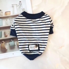 Pet Clothes Autumn New Striped Fashion Bottoming Shirt Dog Clothes (Option: Dark Blue-L)