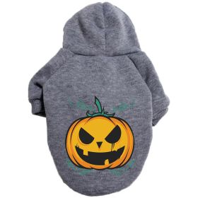 Halloween Pumpkin Dog Pattern Sweater Clothes (Option: Pumpkin Gray-M)