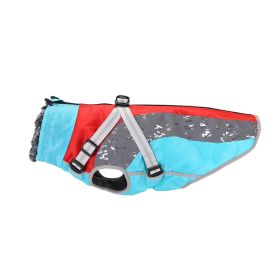 Dog Clothes Thickened Dog Windproof Cotton-padded Coat (Option: Sky Blue Red-L Code)