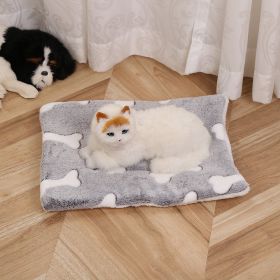 Pet Mat Warm Blanket Cartoon Double-sided Kennel (Option: Gray Bone-Mat 60x80cm)