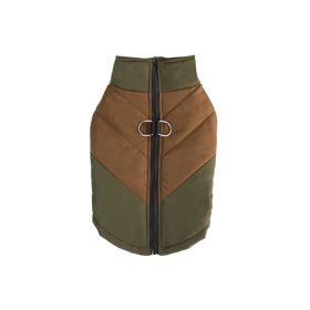 Cross-border Hot Sale Pet Clothing Thickened Warm Dog Cotton Vest Autumn And Winter Pet Dog Clothes In Stock Wholesale (Option: Army Green Coffee-2XL)