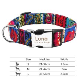 Adjustable Nylon Dog Collar Personalized Dogs Cat ID (Option: 013Rose-L)