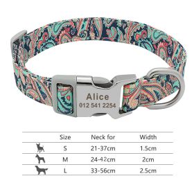 Adjustable Nylon Dog Collar Personalized Dogs Cat ID (Option: 217H6-L)