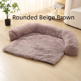 Pet Dog Plush Winter Warm Sofa Cushion (Option: Rounded Beige Brown-M)