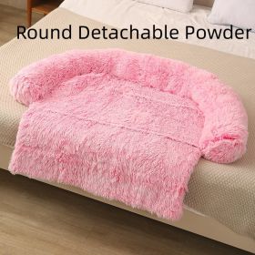 Pet Dog Plush Winter Warm Sofa Cushion (Option: Rounded Rose Pink-M)