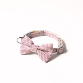 Pet Collar Houndstooth Design Bow (Color: pink)