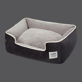 Thickened Winter Warmth Detachable And Washable Dog And Cat Litter (Option: Classic Black-75x60cm)