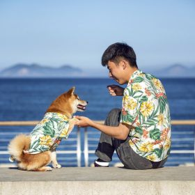 Pet Clothes Beach Casual Shirt Man Dog Parent-child Outfit (Option: Yellow-Dog Outfit 6XL)