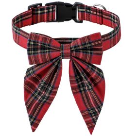 Pet Collar Bow Tie Christmas Dog (Option: Red Plaid-S)