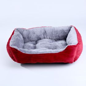 Four Seasons Universal Pet Bed Candy Color Square Kennel Teddy Pomeranian Mat Cat Nest Pet Bed (Option: Wine Red-XL)