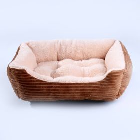 Four Seasons Universal Pet Bed Candy Color Square Kennel Teddy Pomeranian Mat Cat Nest Pet Bed (Option: Brown-XS)