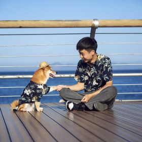 Pet Clothes Beach Casual Shirt Man Dog Parent-child Outfit (Option: Royal Blue-Human Outfit 2XL)