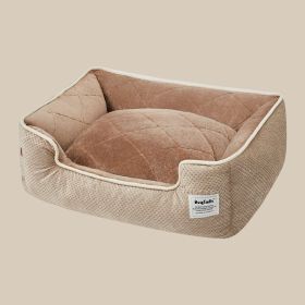 Thickened Winter Warmth Detachable And Washable Dog And Cat Litter (Option: Beige Khaki-50x40cm)